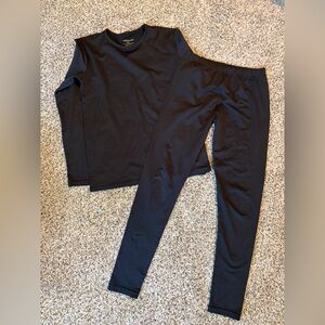 Kids Black Thermal Set - Comfortable Long Sleeve Top & Pants